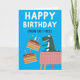 Tarjeta de cumpleaños de T-Rex con mensaje diverti