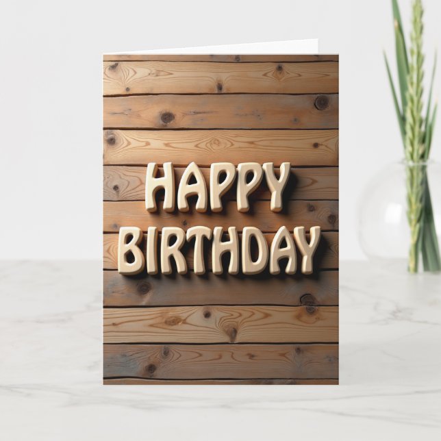 Tarjeta de cumpleaños de tablón texturizado (Anverso)