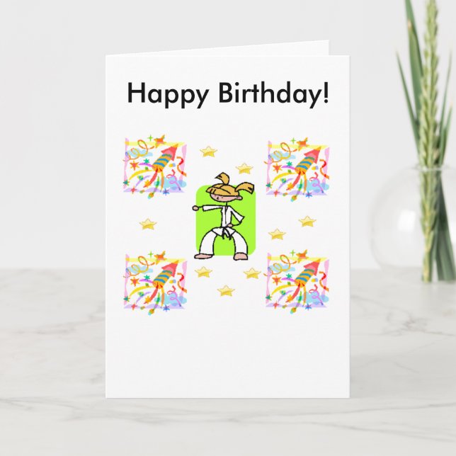 Tarjeta de cumpleaños de Taekwondo - Chicas (Anverso)