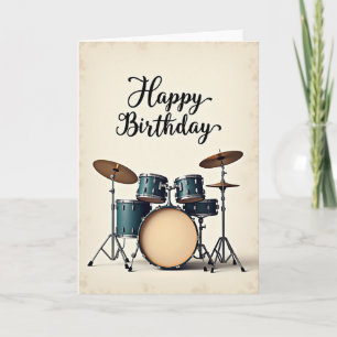 Tarjeta de cumpleaños de tambor azul turquesa