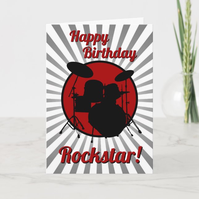 Tarjeta de cumpleaños de tambor música Rockstar ta (Anverso)