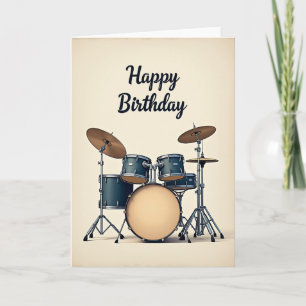 Tarjeta de cumpleaños de tambores azul turquesa fe