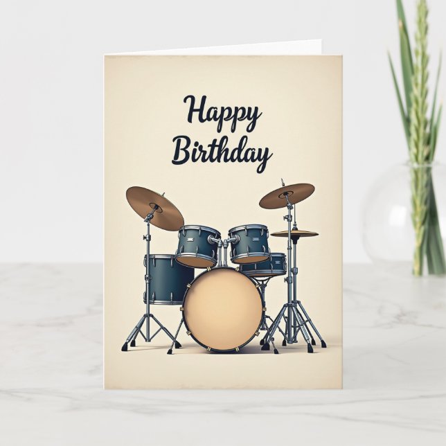 Tarjeta de cumpleaños de tambores azul turquesa fe (Anverso)
