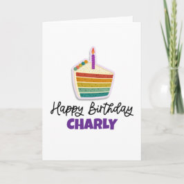 Tarjeta de cumpleaños de tarta de arcoíris persona