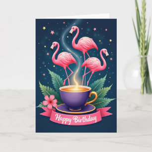 Tarjeta de cumpleaños de taza de té para aves aleg