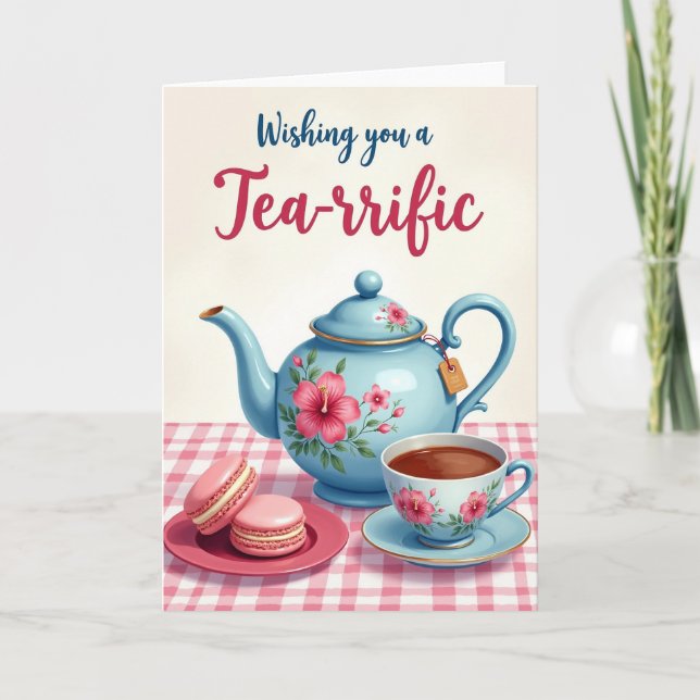 Tarjeta de cumpleaños de té floral (Anverso)