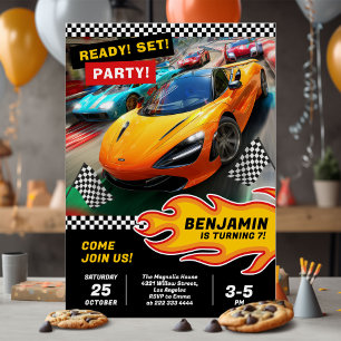 Tarjeta de cumpleaños de temática de coches de car