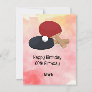 Tarjeta de cumpleaños de tenis de mesa de Ping Pon