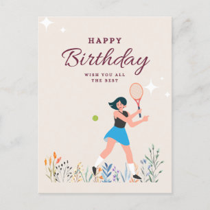 Tarjeta de cumpleaños de tenis para jugadora