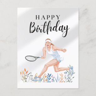 Tarjeta de cumpleaños de tenis para jugadora