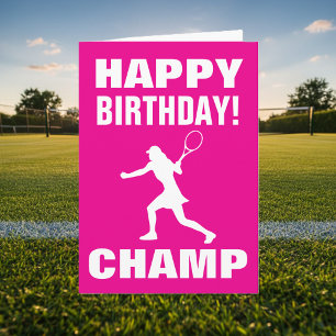 Tarjeta de cumpleaños de tenis para mujeres y niña