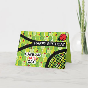 Tarjeta de cumpleaños de tenis, personalizable