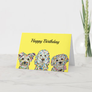 Tarjeta de cumpleaños de Terrier Cockapoo Yorkie B