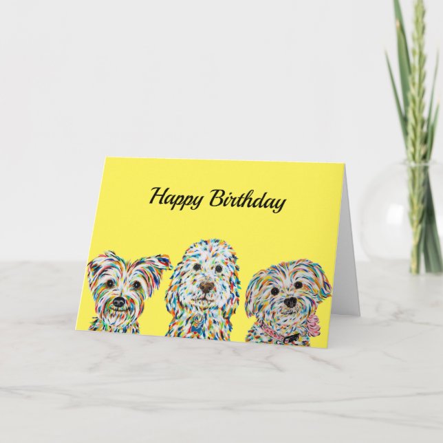Tarjeta de cumpleaños de Terrier Cockapoo Yorkie B (Anverso)