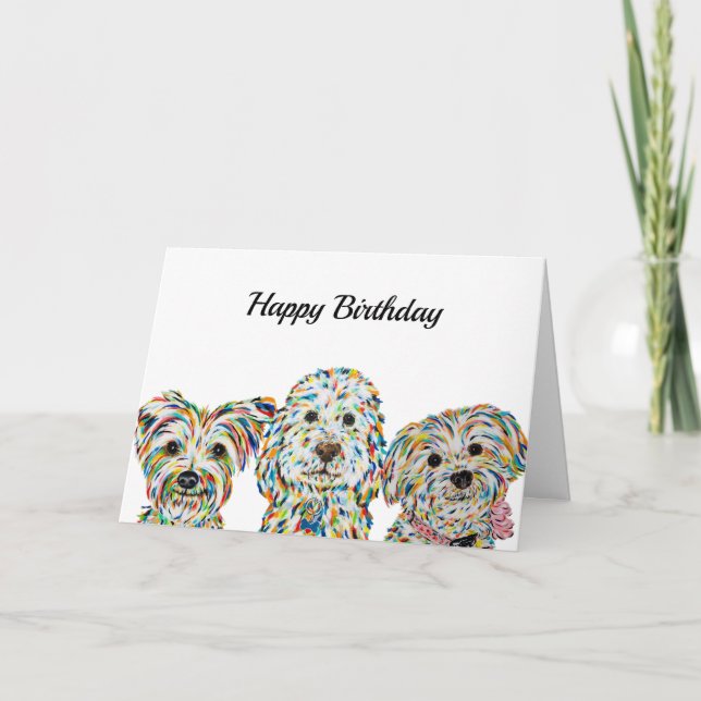Tarjeta de cumpleaños de Terrier Cockapoo Yorkie B (Anverso)