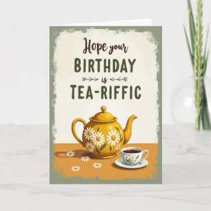 Tarjeta de cumpleaños de tetera floral