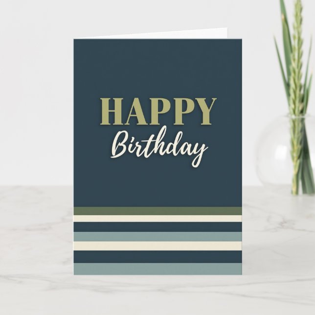 Tarjeta de cumpleaños de texto Navy de lujo (Anverso)