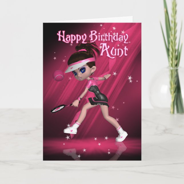 Tarjeta de cumpleaños de tía - Tenis (Anverso)