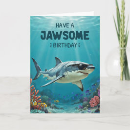Tarjeta de cumpleaños de tiburón para niños y homb