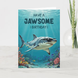 Tarjeta de cumpleaños de tiburón para niños y homb