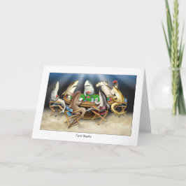 Tarjeta de cumpleaños de tiburones que juegan cart