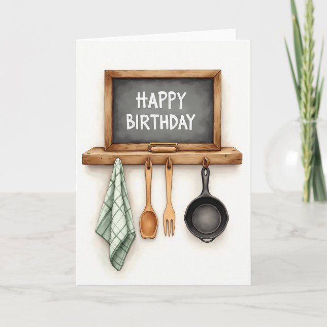 Tarjeta de cumpleaños de tiza rústica (Anverso)