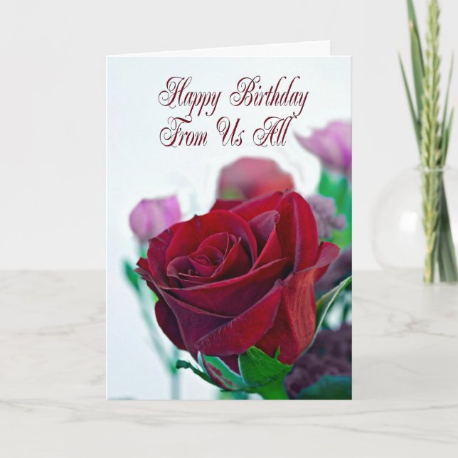 Tarjeta de cumpleaños de todos nosotros con una ro (Anverso)