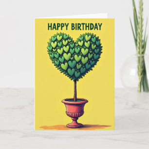 Tarjeta de cumpleaños de topiaria de corazón