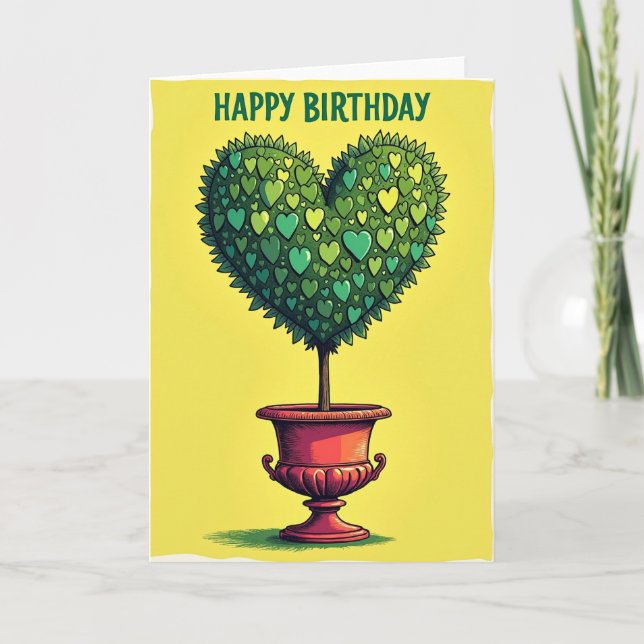 Tarjeta de cumpleaños de topiaria verde (Anverso)