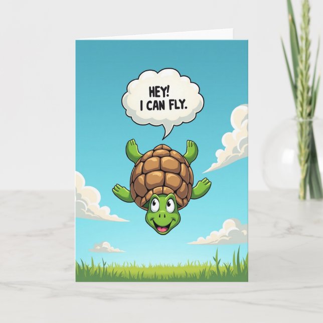 Tarjeta de cumpleaños de tortuga juguetona (Anverso)