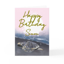 Tarjeta de cumpleaños de tortuga marina hawaiana