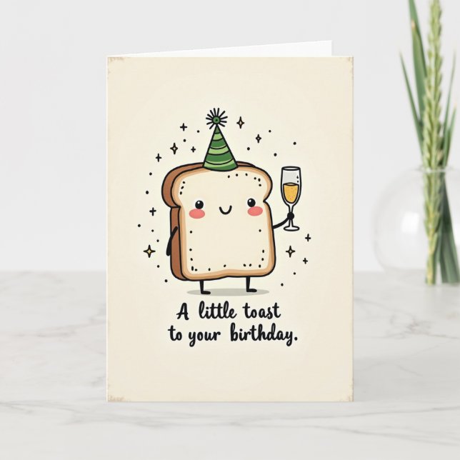 Tarjeta de cumpleaños de tostada caprichosa (Anverso)