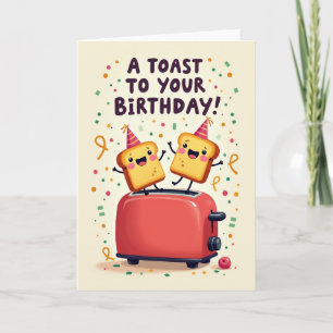 Tarjeta de cumpleaños de tostadora alegre