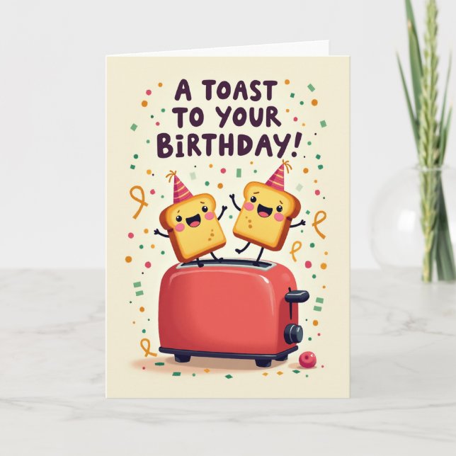 Tarjeta de cumpleaños de tostadora alegre (Anverso)
