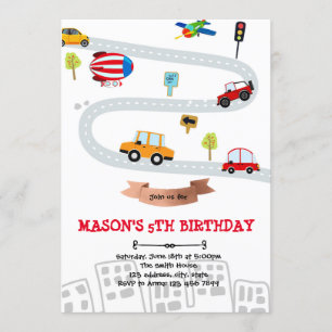 Tarjeta de cumpleaños de transporte de vehículos d