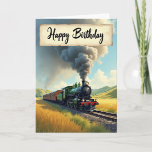 Tarjeta de cumpleaños de tren alegre