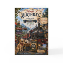 Tarjeta de cumpleaños de tren de vapor | Ferrocarr