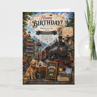 Tarjeta de cumpleaños de tren de vapor | Ferrocarr