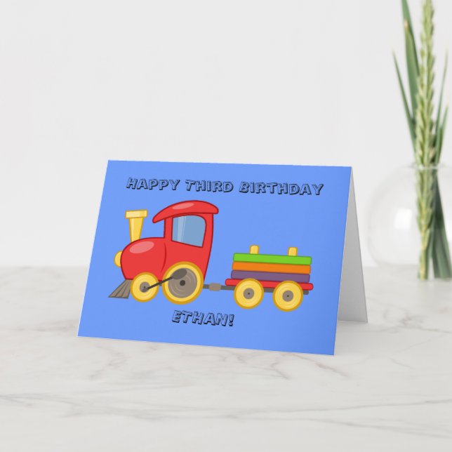Tarjeta de cumpleaños de tren infantil personaliza (Anverso)