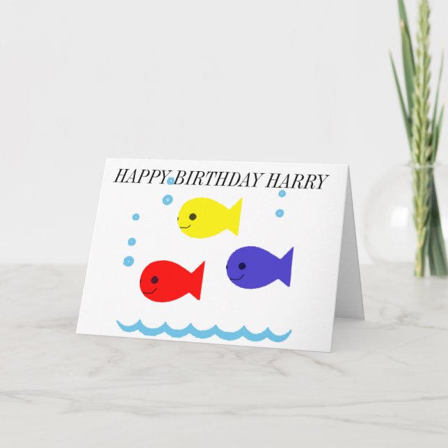 TARJETA DE CUMPLEAÑOS DE TRES PEQUEÑA PESCADOS (Anverso)
