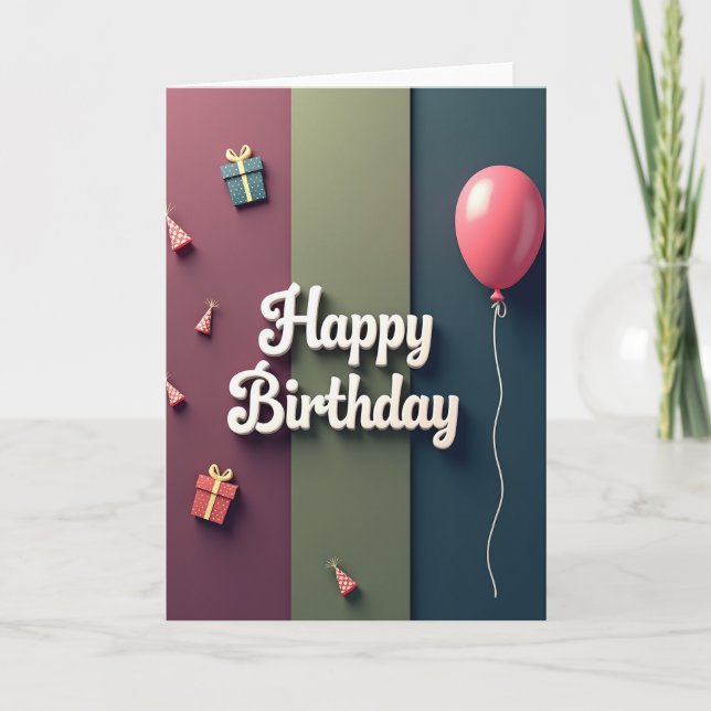 Tarjeta de cumpleaños de tres tonos (Anverso)