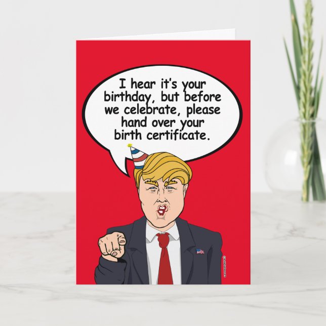 Tarjeta de cumpleaños de Trump - Entrega del certi (Anverso)