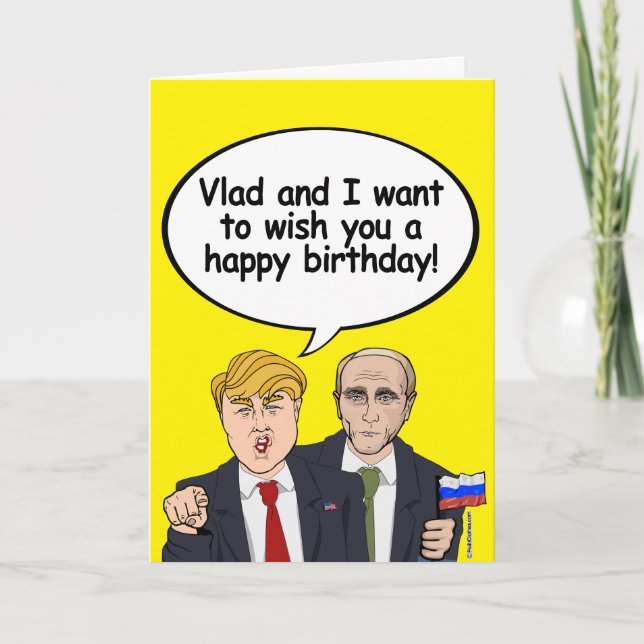 Tarjeta de cumpleaños de Trump Putin - Vladamir y  (Anverso)