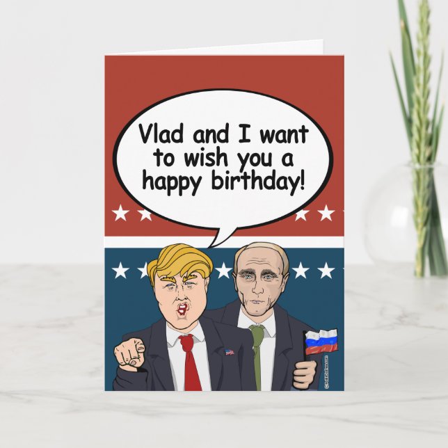 Tarjeta de cumpleaños de Trump Putin - Vladamir y  (Anverso)