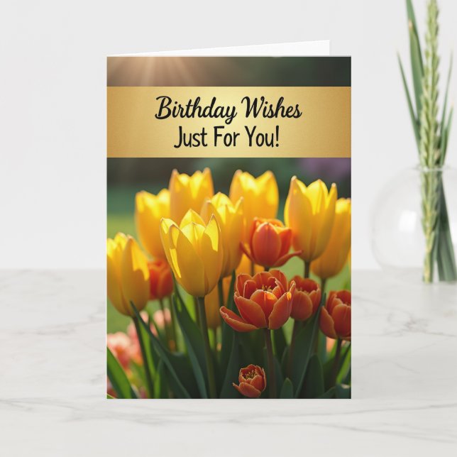 Tarjeta de cumpleaños de tulipán alegre (Anverso)