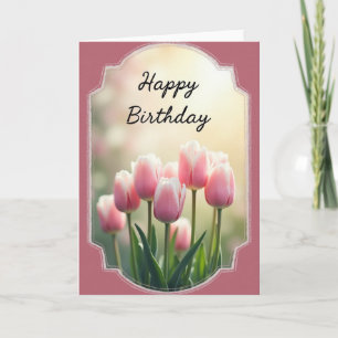 Tarjeta de cumpleaños de tulipán dulce en flor