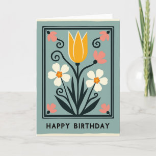 Tarjeta de cumpleaños de tulipán enmarcado