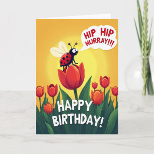 Tarjeta de cumpleaños de tulipán insecto dulce