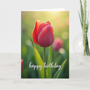 Tarjeta de cumpleaños de tulipán radiante