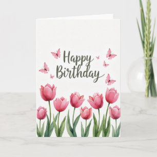 Tarjeta de cumpleaños de tulipanes en acuarela ale